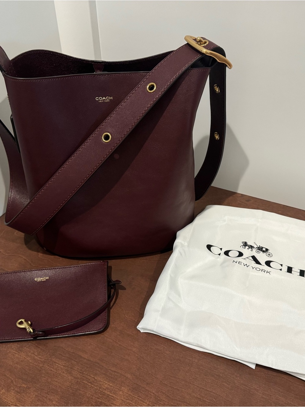 Coach Bleeker Bucket bag in Merlot